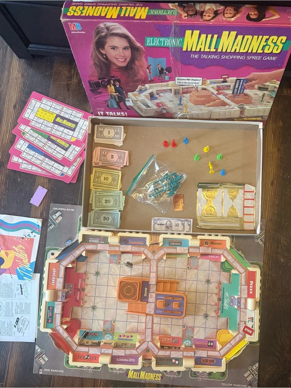 Vintage Electronic Talking Mall Madness Board Game Milton Bradley Incomplete ‘89